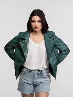Haven - Blouson biker cuir femme