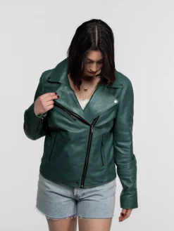 Haven - Blouson biker cuir femme