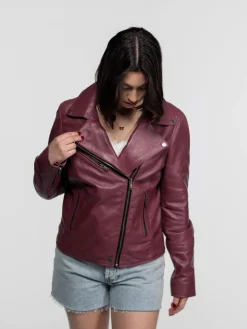 Haven - Blouson biker cuir femme