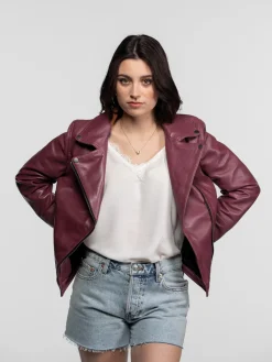 Haven - Blouson biker cuir femme
