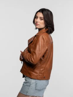 Haven - Blouson biker cuir femme