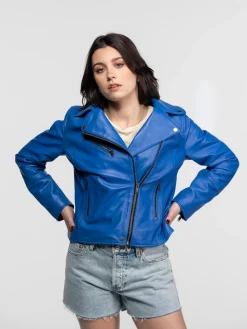 Haven - Blouson biker cuir femme