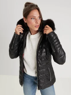 Helena fur - Doudoune cuir femme