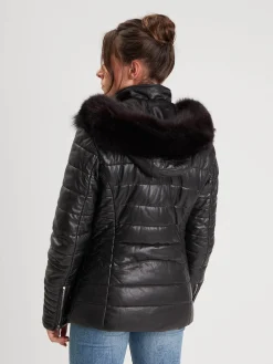 Helena fur - Doudoune cuir femme