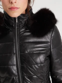 Helena fur - Doudoune cuir femme