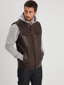 Hot road - Gilet biker cuir homme