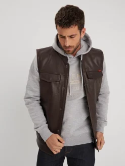 Hot road - Gilet biker cuir homme