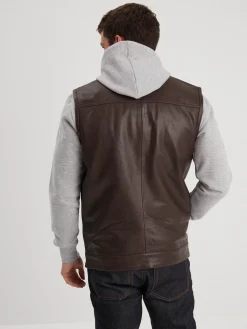 Hot road - Gilet biker cuir homme