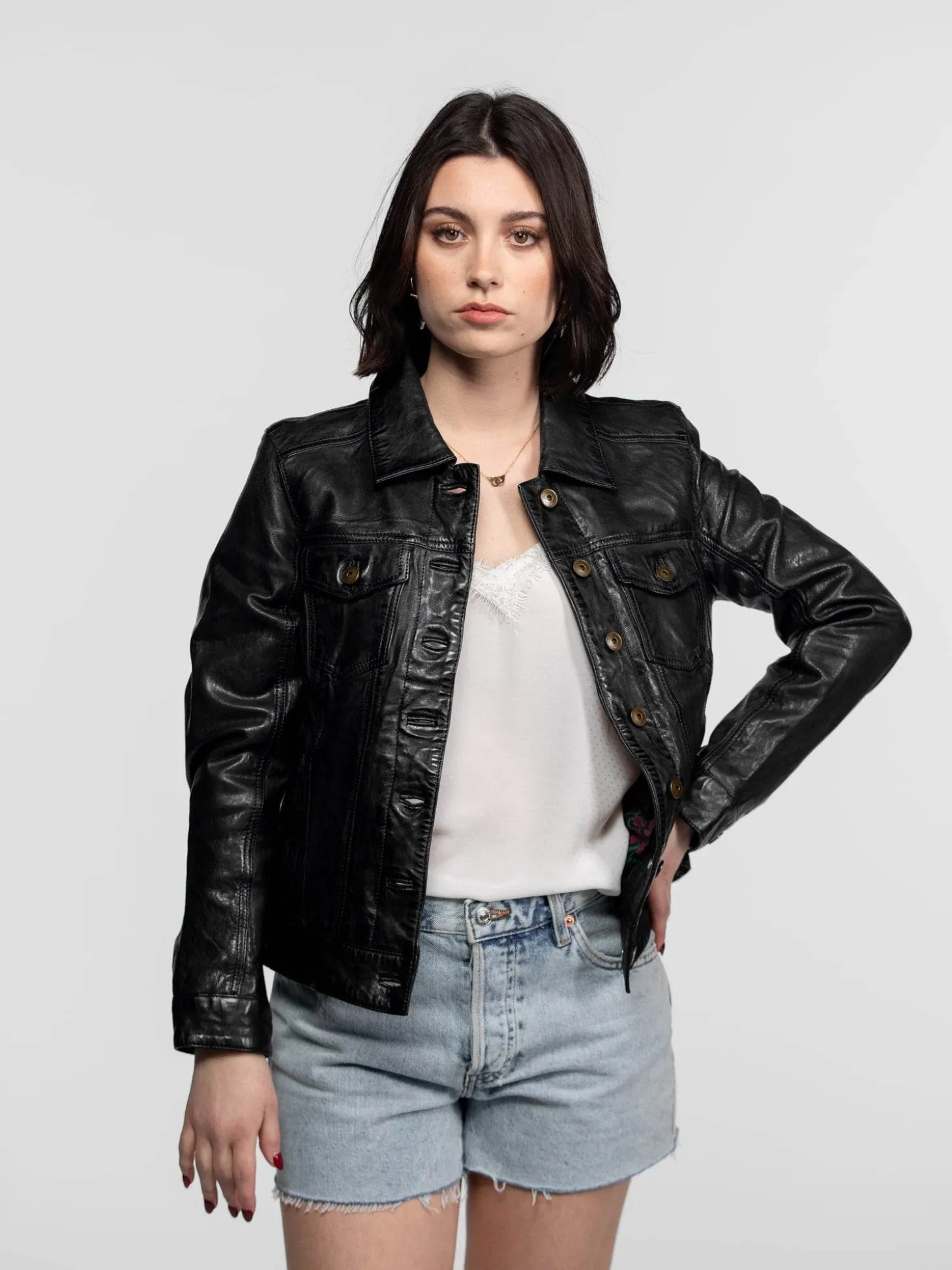Janila - Blouson cuir femme