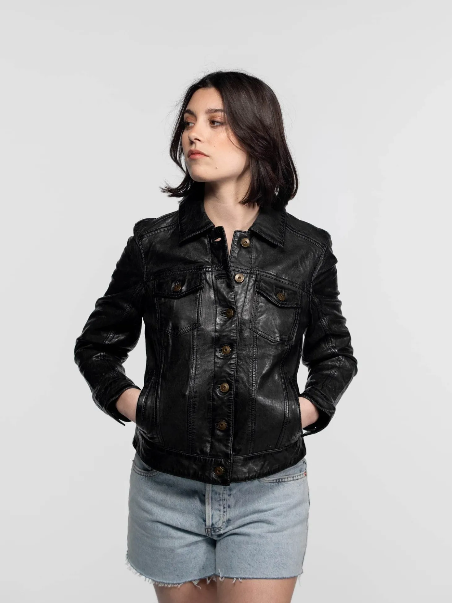Janila - Blouson cuir femme