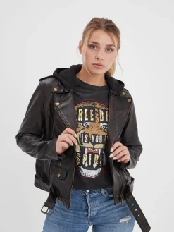 Line - Blouson cuir rock femme