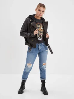 Line - Blouson cuir rock femme