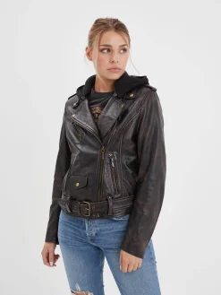 Line - Blouson cuir rock femme