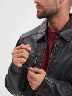 Mick - Blouson cuir rétro homme