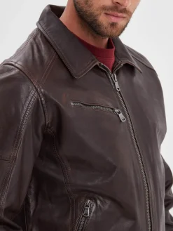Mick - Blouson cuir rétro homme