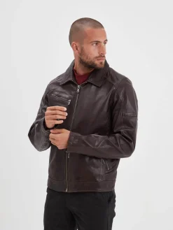 Mick - Blouson cuir rétro homme
