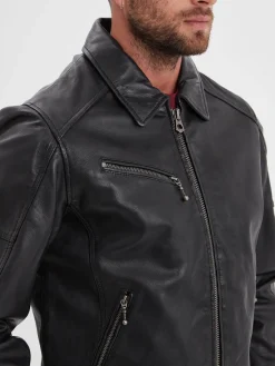 Mick - Blouson cuir rétro homme