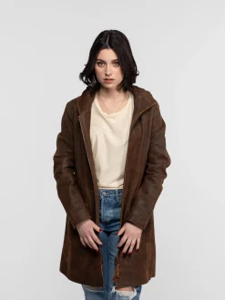 Mohave - Veste cuir capuche femme