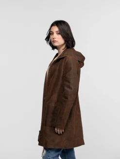 Mohave - Veste cuir capuche femme