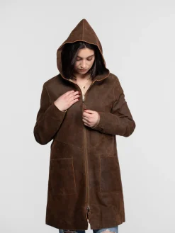 Mohave - Veste cuir capuche femme