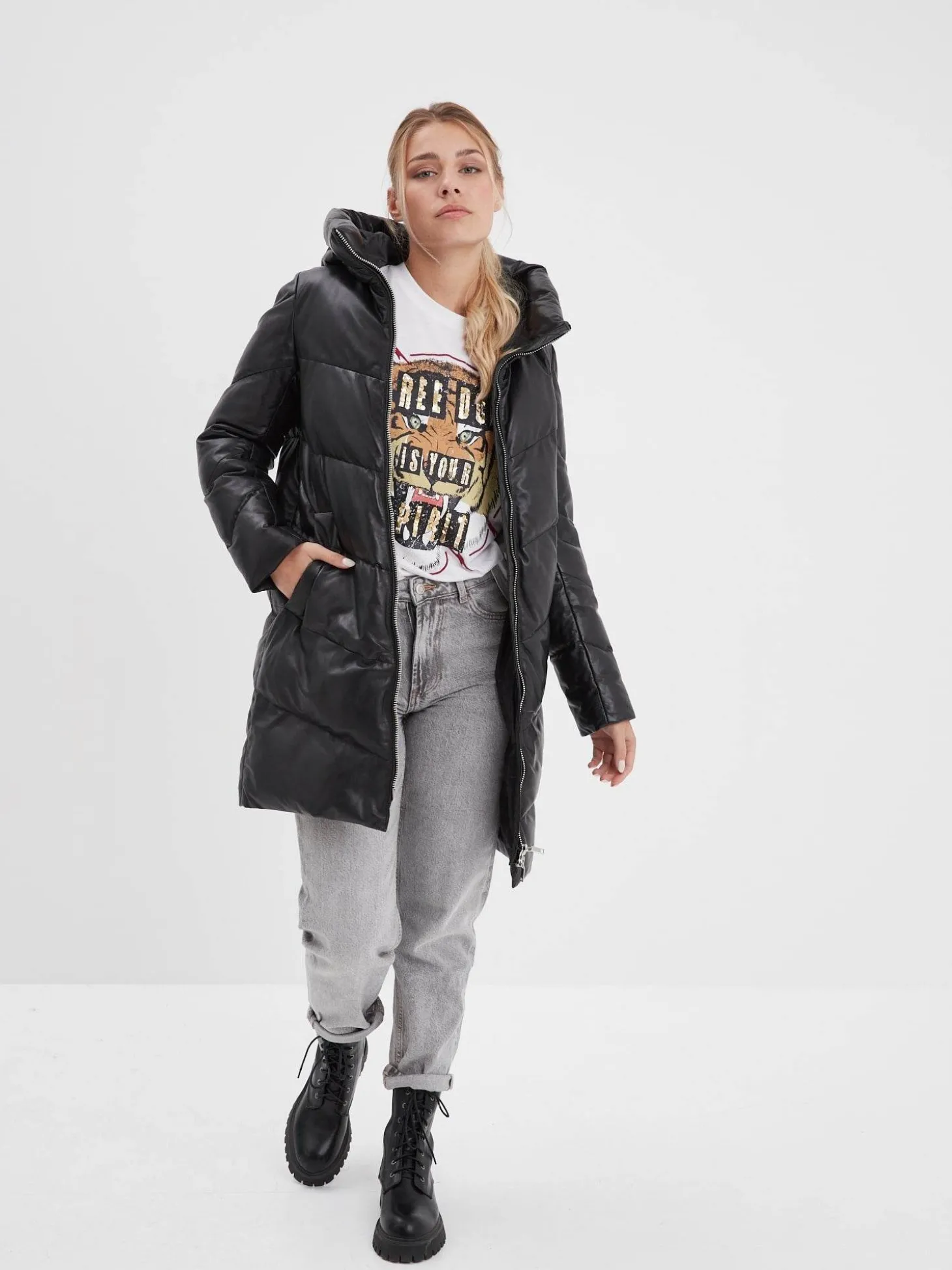 Olgar - Doudoune cuir femme