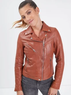 Olympe - Blouson biker cuir femme