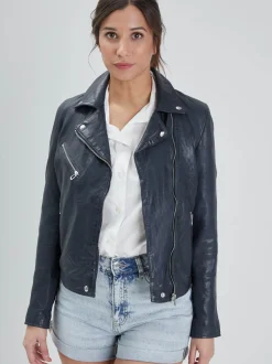 Olympe - Blouson biker cuir femme