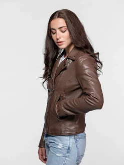 Olympe - Blouson biker cuir femme
