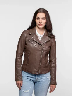 Olympe - Blouson biker cuir femme