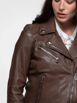 Olympe - Blouson biker cuir femme