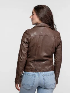 Olympe - Blouson biker cuir femme