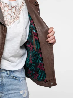 Olympe - Blouson biker cuir femme