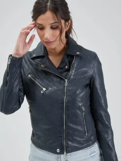 Olympe - Blouson biker cuir femme