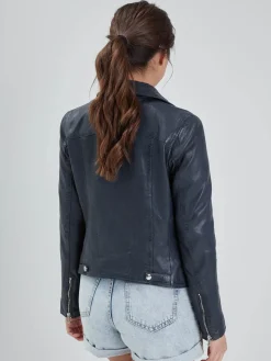 Olympe - Blouson biker cuir femme