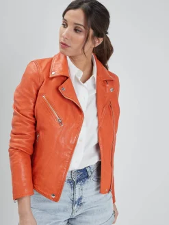 Olympe - Blouson biker cuir femme