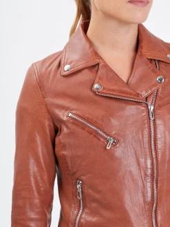 Olympe - Blouson biker cuir femme