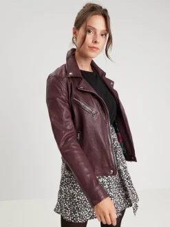 Olympe - Blouson biker cuir femme