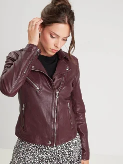 Olympe - Blouson biker cuir femme