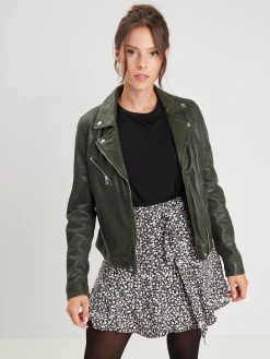 Olympe - Blouson biker cuir femme