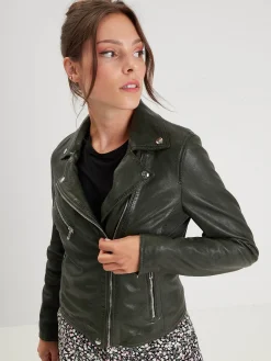 Olympe - Blouson biker cuir femme