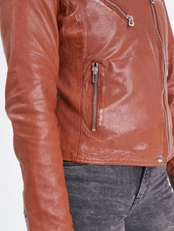 Olympe - Blouson biker cuir femme