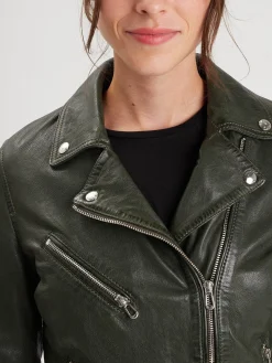 Olympe - Blouson biker cuir femme