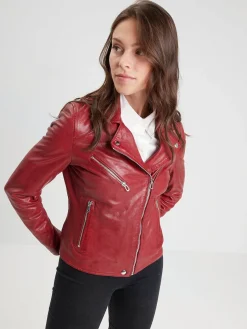 Olympe - Blouson biker cuir femme