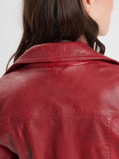 Olympe - Blouson biker cuir femme