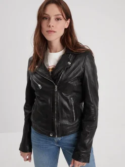 Olympe - Blouson biker cuir femme