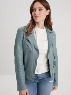 Olympe - Blouson biker cuir femme