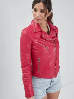 Olympe - Blouson biker cuir femme