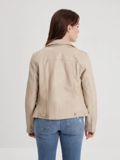 Olympe - Blouson biker cuir femme