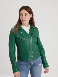 Olympe - Blouson biker cuir femme