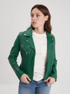 Olympe - Blouson biker cuir femme